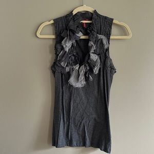 Anthropologie Top — Grey — Ruffle Detail